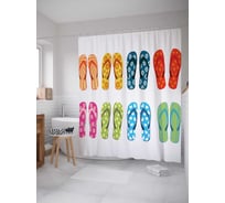 Штора (занавеска) для ванной JoyArty "Пляжное время" из сатена, 180х200 см с крючками, sc_2689