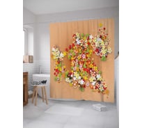 Штора (занавеска) для ванной JoyArty "Цветочная рука" из сатена, 180х200 см с крючками, sc_29497