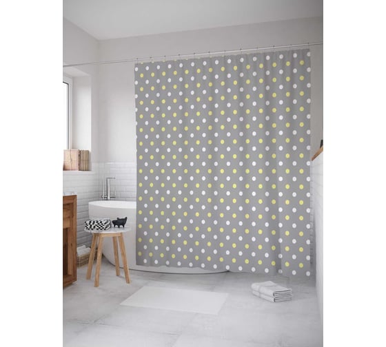 Штора (занавеска) для ванной JoyArty "Точечный сон" из сатена, 180х200 см с крючками, sc_26973 1