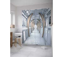 Штора (занавеска) для ванной JoyArty "Интерьер космолета" из сатена, 180х200 см с крючками, sc_28435