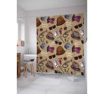 Штора (занавеска) для ванной JoyArty "Модные аксессуары" из сатена, 180х200 см с крючками, sc_29220