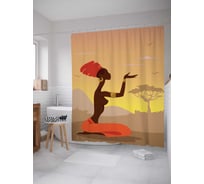 Штора (занавеска) для ванной JoyArty "Африканские мечты" из сатена, 180х200 см с крючками, sc_23259