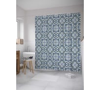 Штора (занавеска) для ванной JoyArty "Народная плитка" из сатена, 180х200 см с крючками, sc_28605
