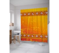 Штора (занавеска) для ванной JoyArty "Две полосы с ромбами" из сатена, 180х200 см с крючками, sc_29517