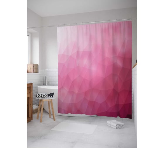 Штора (занавеска) для ванной JoyArty "Розовое напыление" из сатена, 180х200 см с крючками, sc_28898 1