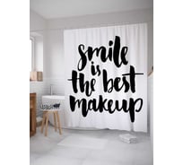 Штора (занавеска) для ванной JoyArty "Улыбка - лучший макияж" из сатена, 180х200 см с крючками, sc_29140