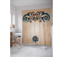 Штора (занавеска) для ванной JoyArty "Турецкий декоратив" из сатена, 180х200 см с крючками, sc_29538