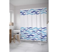 Штора (занавеска) для ванной JoyArty "Двухцветные волны" из сатена, 180х200 см с крючками, sc_28101