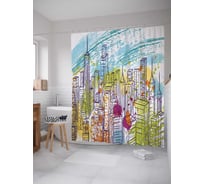 Штора (занавеска) для ванной JoyArty "Красочный рисунок" из сатена, 180х200 см с крючками, sc_29529