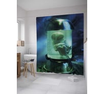 Штора (занавеска) для ванной JoyArty "Кровать инопланетянина" из сатена, 180х200 см с крючками, sc_27939