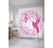 Штора (занавеска) для ванной JoyArty "Коллибри в магическому круге" из сатена, 180х200 см с крючками, sc_17101