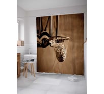 Штора (занавеска) для ванной JoyArty "Ретро баскетбол" из сатена, 180х200 см с крючками, sc_293255