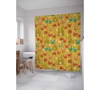 Штора (занавеска) для ванной JoyArty "Приветливые крабы" из сатена, 180х200 см с крючками, sc_27227