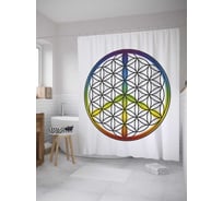 Штора (занавеска) для ванной JoyArty "Цветок жизни хиппи" из сатена, 180х200 см с крючками, sc_28839