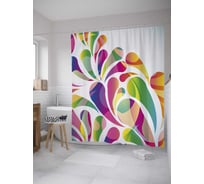 Штора (занавеска) для ванной JoyArty "Радужные пейсли" из сатена, 180х200 см с крючками, sc_28866