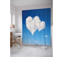 Штора (занавеска) для ванной JoyArty "Облака в форме сердца" из сатена, 180х200 см с крючками, sc_22893