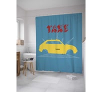 Штора (занавеска) для ванной JoyArty "Такси на сборке" из сатена, 180х200 см с крючками, sc_28473