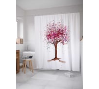 Штора (занавеска) для ванной JoyArty "Одинокое цветение" из сатена, 180х200 см с крючками, sc_29293