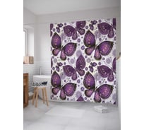 Штора (занавеска) для ванной JoyArty "Ажурные крылья" из сатена, 180х200 см с крючками, sc_29165