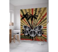 Штора (занавеска) для ванной JoyArty "Тропическая музыка" из сатена, 180х200 см с крючками, sc_29160