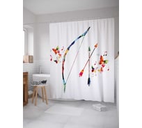 Штора (занавеска) для ванной JoyArty "Лук и стрелы" из сатена, 180х200 см с крючками, sc_29391