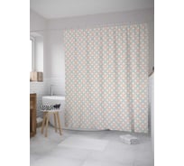 Штора (занавеска) для ванной JoyArty "Лепестки в кругах" из сатена, 180х200 см с крючками, sc_28288