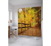 Штора (занавеска) для ванной JoyArty "Осенняя дорожка" из сатена, 180х200 см с крючками, sc_29167