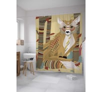 Штора (занавеска) для ванной JoyArty "Орнаментальный лис" из сатена, 180х200 см с крючками, sc_28013