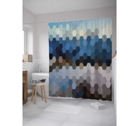 Штора (занавеска) для ванной JoyArty "Абстрактные соты" из сатена, 180х200 см с крючками, sc_28864