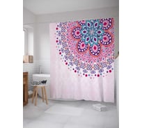 Штора (занавеска) для ванной JoyArty "Геометрия ажура" из сатена, 180х200 см с крючками, sc_29292