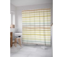 Штора (занавеска) для ванной JoyArty "Пастельные полосы" из сатена, 180х200 см с крючками, sc_28905