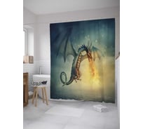 Штора (занавеска) для ванной JoyArty "Огнедышащий дракон" из сатена, 180х200 см с крючками, sc_28334