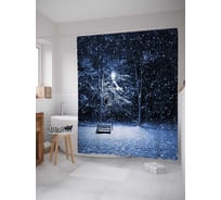 Штора (занавеска) для ванной JoyArty "Зимняя скамейка" из сатена, 180х200 см с крючками, sc_29186