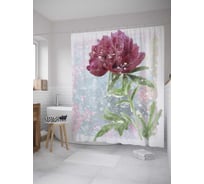 Штора (занавеска) для ванной JoyArty "Акварельная роза" из сатена, 180х200 см с крючками, sc_28897