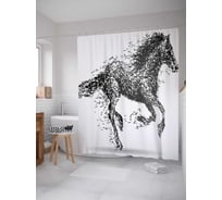 Штора (занавеска) для ванной JoyArty "Анималистический жеребенок" из сатена, 180х200 см с крючками, sc_29168