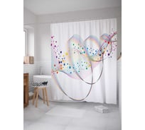 Штора (занавеска) для ванной JoyArty "Абстрактные волны" из сатена, 180х200 см с крючками, sc_29054