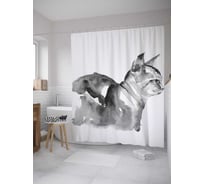 Штора (занавеска) для ванной JoyArty "Акварельный кот" из сатена, 180х200 см с крючками, sc_28884