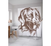Штора (занавеска) для ванной JoyArty "Портрет лабрадора" из сатена, 180х200 см с крючками, sc_29313