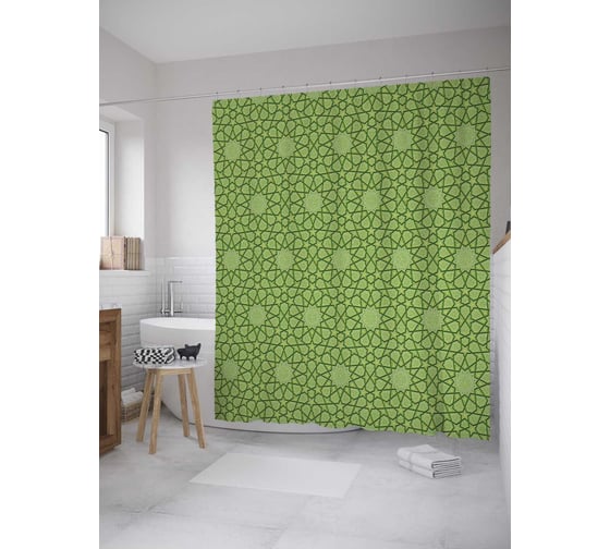 Штора (занавеска) для ванной JoyArty "Точечные круги" из сатена, 180х200 см с крючками, sc_28096 1