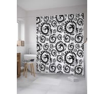 Штора (занавеска) для ванной JoyArty "Драконьи завитки" из сатена, 180х200 см с крючками, sc_27782