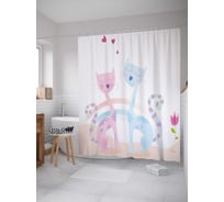 Штора (занавеска) для ванной JoyArty "Кошачья любовь" из сатена, 180х200 см с крючками, sc_27783