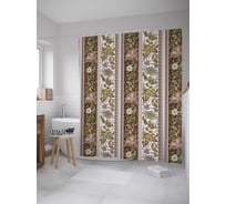 Штора (занавеска) для ванной JoyArty "Винтажные цветы" из сатена, 180х200 см с крючками, sc_28418