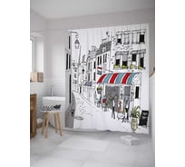 Штора (занавеска) для ванной JoyArty "Частный магазинчик" из сатена, 180х200 см с крючками, sc_27801