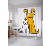 Штора (занавеска) для ванной JoyArty "Котопес" из сатена, 180х200 см с крючками, sc_29017