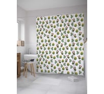 Штора (занавеска) для ванной JoyArty "Виды кактусов" из сатена, 180х200 см с крючками, sc_28014