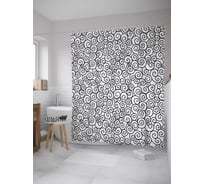 Штора (занавеска) для ванной JoyArty "Сплошные завитки" из сатена, 180х200 см с крючками, sc_28894