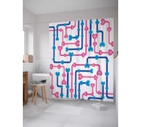 Штора (занавеска) для ванной JoyArty "Сердечный лабиринт" из сатена, 180х200 см с крючками, sc_28407