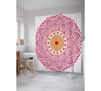 Штора (занавеска) для ванной JoyArty "Махровая мандала" из сатена, 180х200 см с крючками, sc_29506