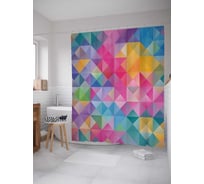Штора (занавеска) для ванной JoyArty "Треугольная мозаика" из сатена, 180х200 см с крючками, sc_29386