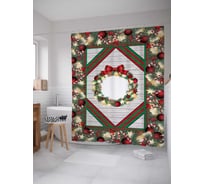 Штора (занавеска) для ванной JoyArty "Рождественский венок" из сатена, 180х200 см с крючками, sc_29343